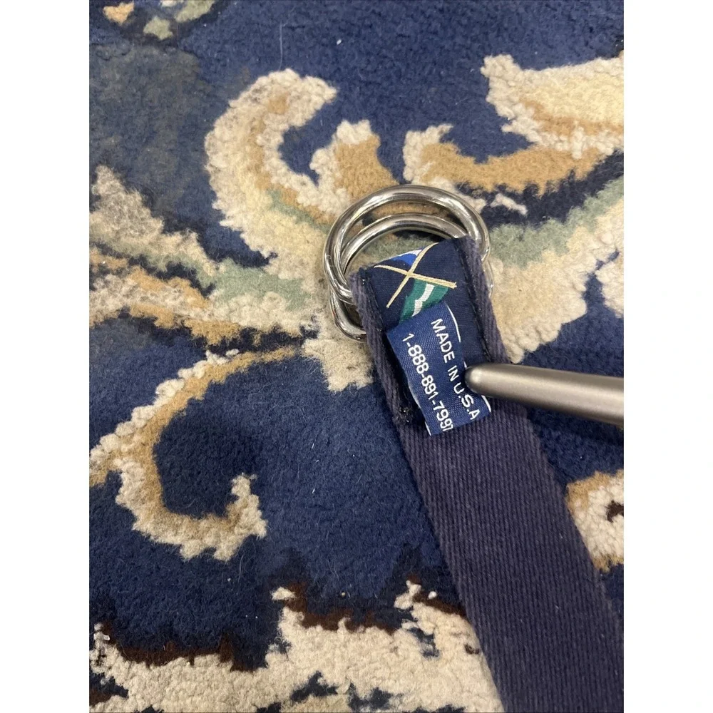 VTG YRI Marthas Vineyard Boathouse Golf Belt Mens Med Canvas  D-Ring USA Flags